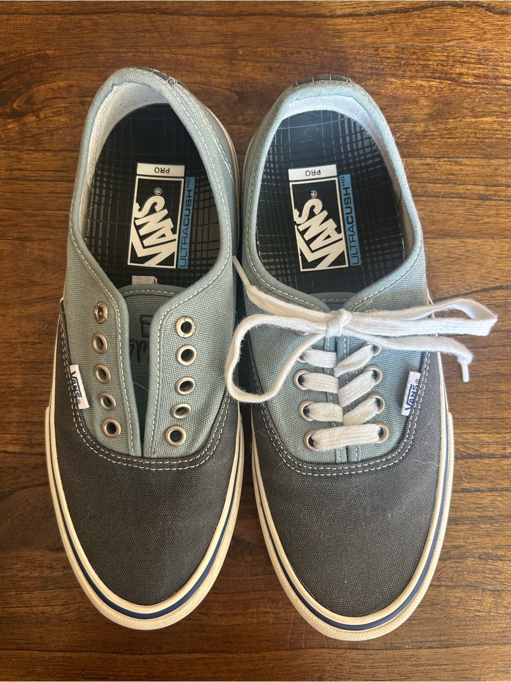 Vans Men’s Two-Tone Canvas Sneakers — Gray & Light Blue